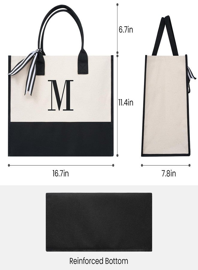باجيل حقيبة تسوق نسائية من باجيل، حقيبة قماشية مطرزة بحرف M، حقيبة شخصية للعائلة والأصدقاء وحفلات الزفاف وأعياد الميلاد والعطلات (حرف M) - Image 5