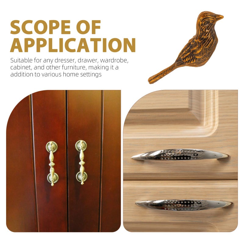Vintage Gold Zinc Alloy Bird Shape Cabinet Knobs Drawer Pulls For Kitchen Wardrobe - Image 4