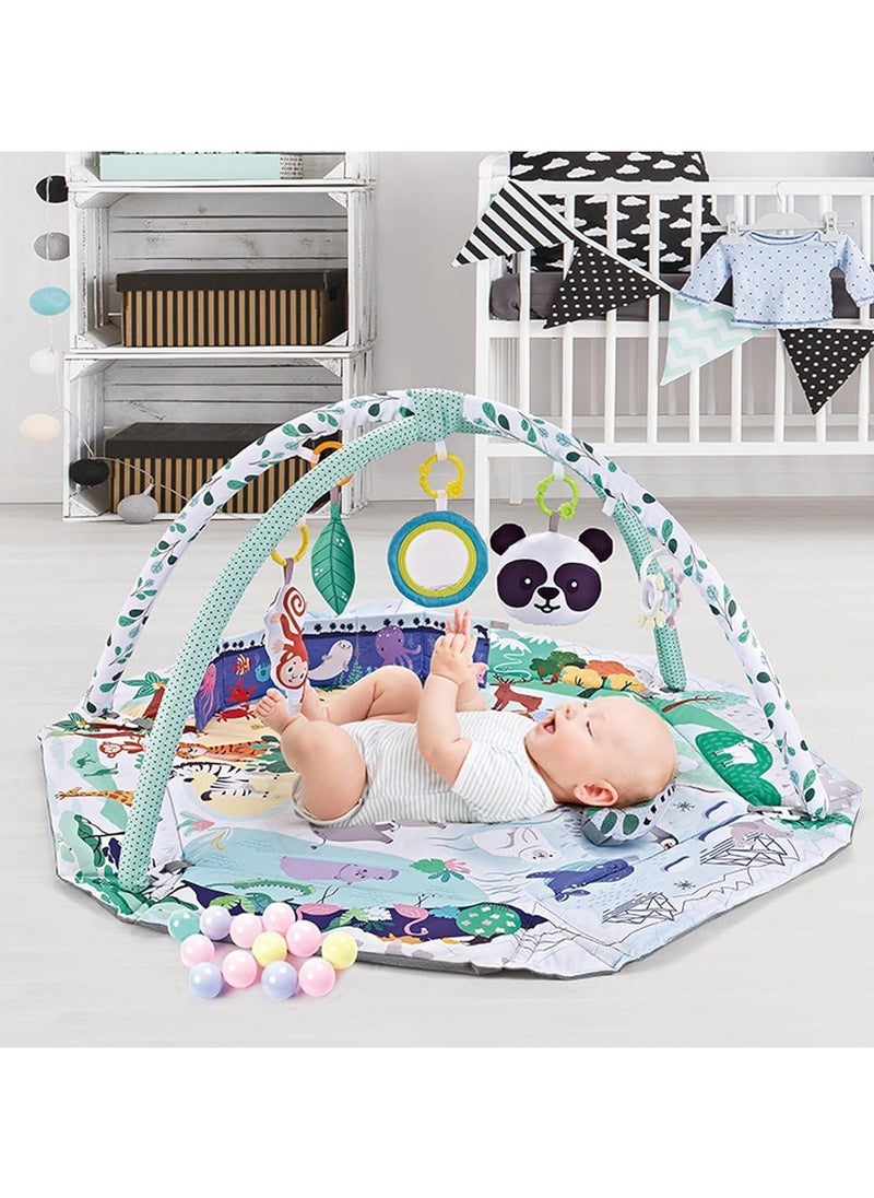 TOMSHOO - 5-in-1 Baby Play Gym Mat, Tummy Time Activity Mat, with 8 Detachable Toys for Newborn Stage-Based Sensory and Motor Skill Development, Baby Play Mats for Floor, Ball Pit, Pet Cushion, Washable - Image 1