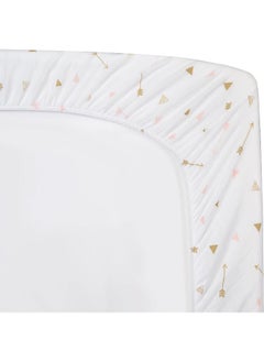 American Baby Company American Baby Company Printed 100% Natural Cotton Jersey Knit Fitted Portable/Mini-Crib Sheet, Sparkle Gold/Pink Arrows, Soft Breathable, for Girls, Pack of 1  - Image 2