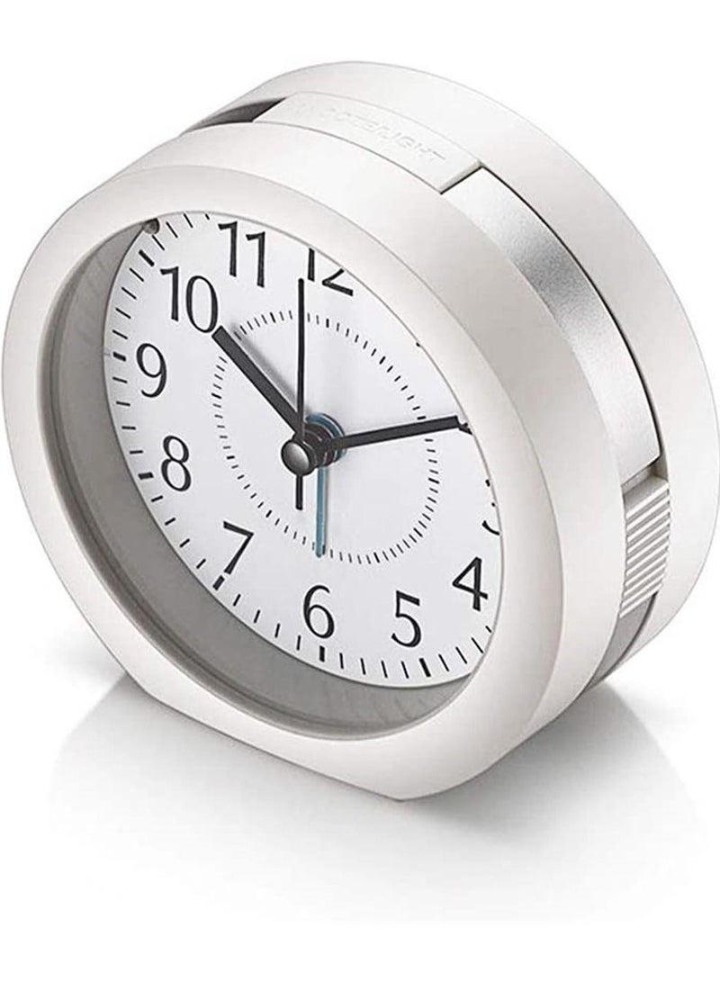 Y&D 1 Piece Analog Alarm Clock 4 Inch Ultra Silent No Tick Small with Snooze and Night Light Battery Powered Travel - Image 1
