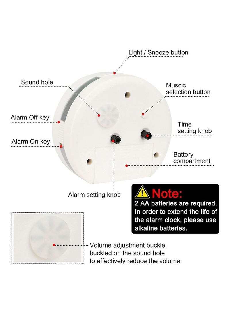 Y&D 1 Piece Analog Alarm Clock 4 Inch Ultra Silent No Tick Small with Snooze and Night Light Battery Powered Travel - Image 2