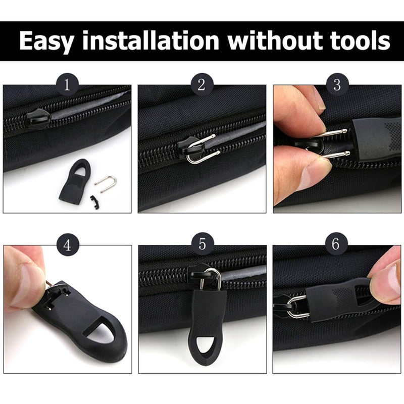 Detachable Zipper Pull Tabs 24PCS Alloy Rubber Black Brown for Jackets Backpacks Luggage Repair - Image 4