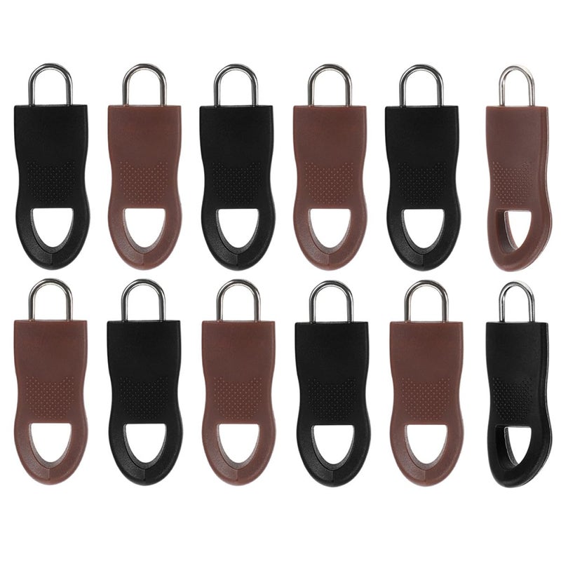Detachable Zipper Pull Tabs 24PCS Alloy Rubber Black Brown for Jackets Backpacks Luggage Repair - Image 2