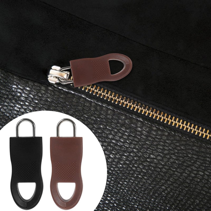 Detachable Zipper Pull Tabs 24PCS Alloy Rubber Black Brown for Jackets Backpacks Luggage Repair - Image 5