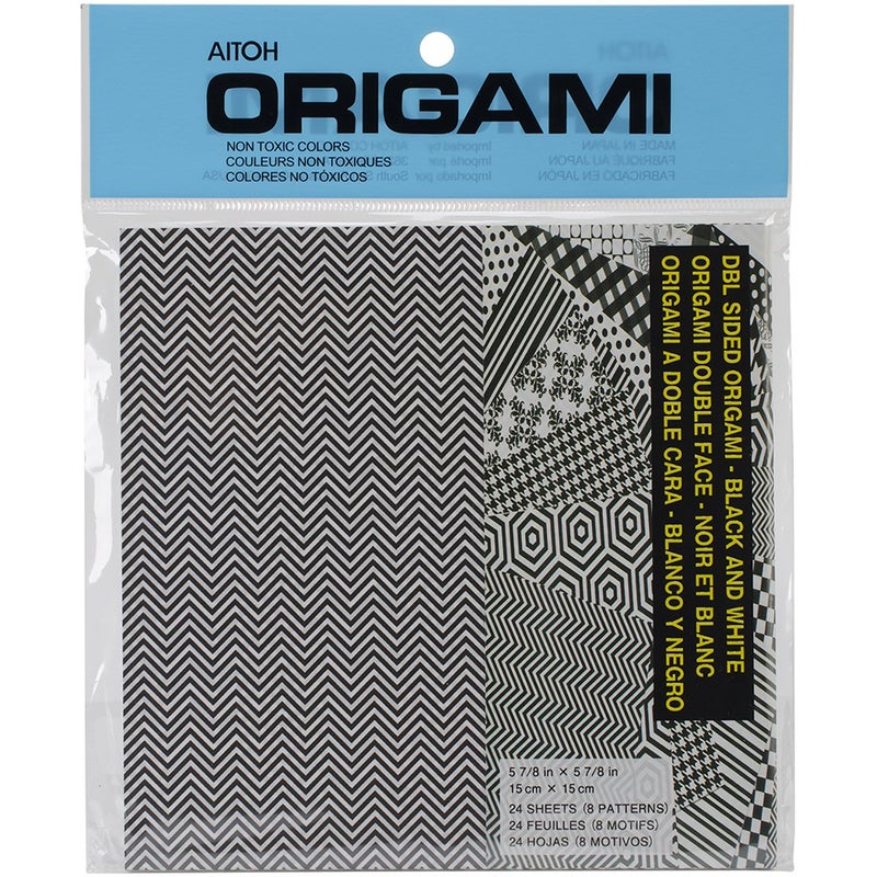 Aitoh Double Sided Origami Paper 5875 by 5875Inch Black and White 24 sheets
