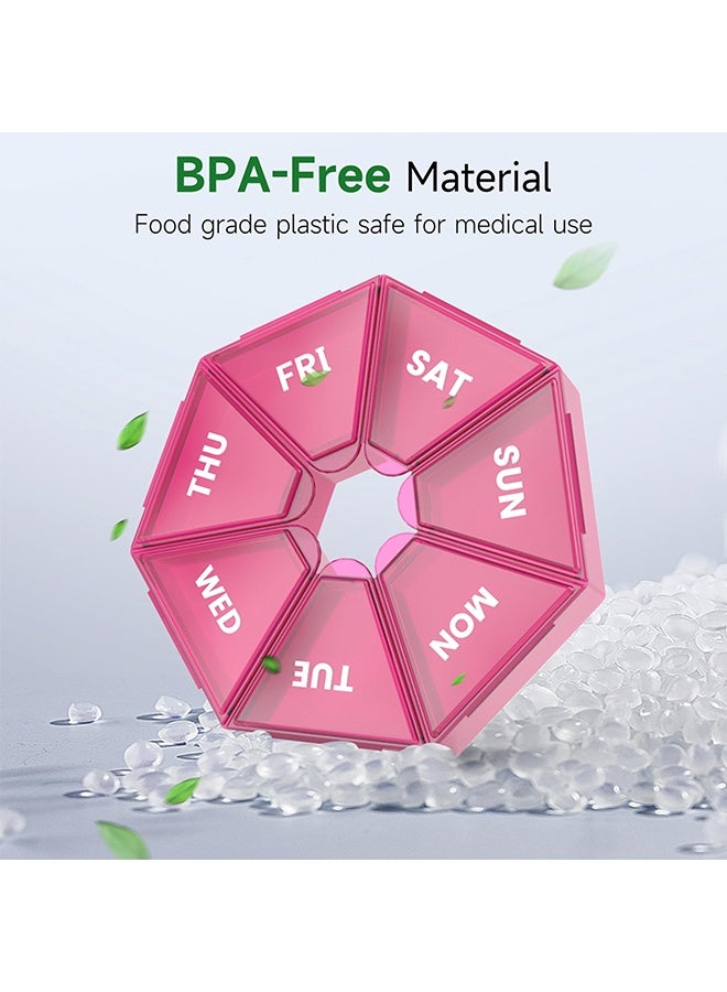 1 Pcs Red 7 Day Weekly Pill Organizer, Portable Pill Box Medicine Case, Arthritis Friendly, for Vitamins, Fish Oil, Pills & Supplements - Image 3