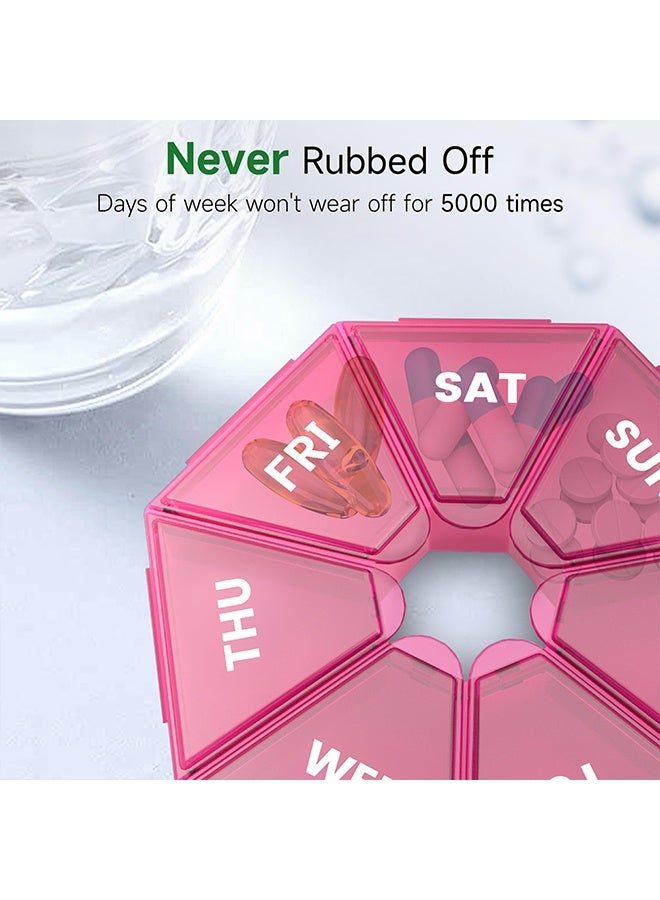 1 Pcs Red 7 Day Weekly Pill Organizer, Portable Pill Box Medicine Case, Arthritis Friendly, for Vitamins, Fish Oil, Pills & Supplements - Image 4
