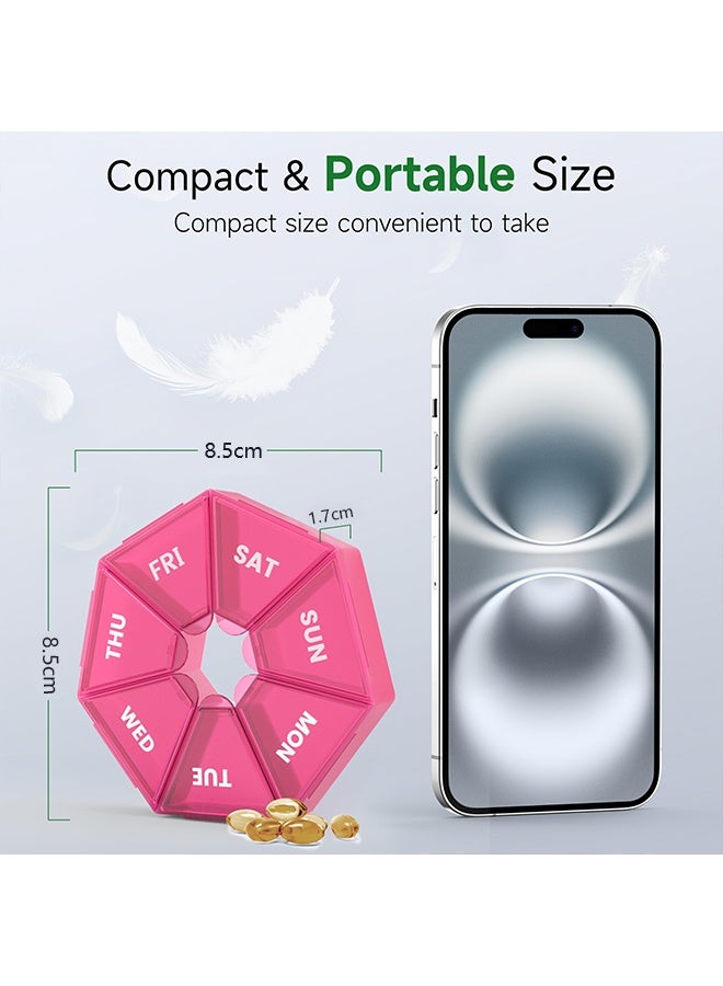 1 Pcs Red 7 Day Weekly Pill Organizer, Portable Pill Box Medicine Case, Arthritis Friendly, for Vitamins, Fish Oil, Pills & Supplements - Image 5