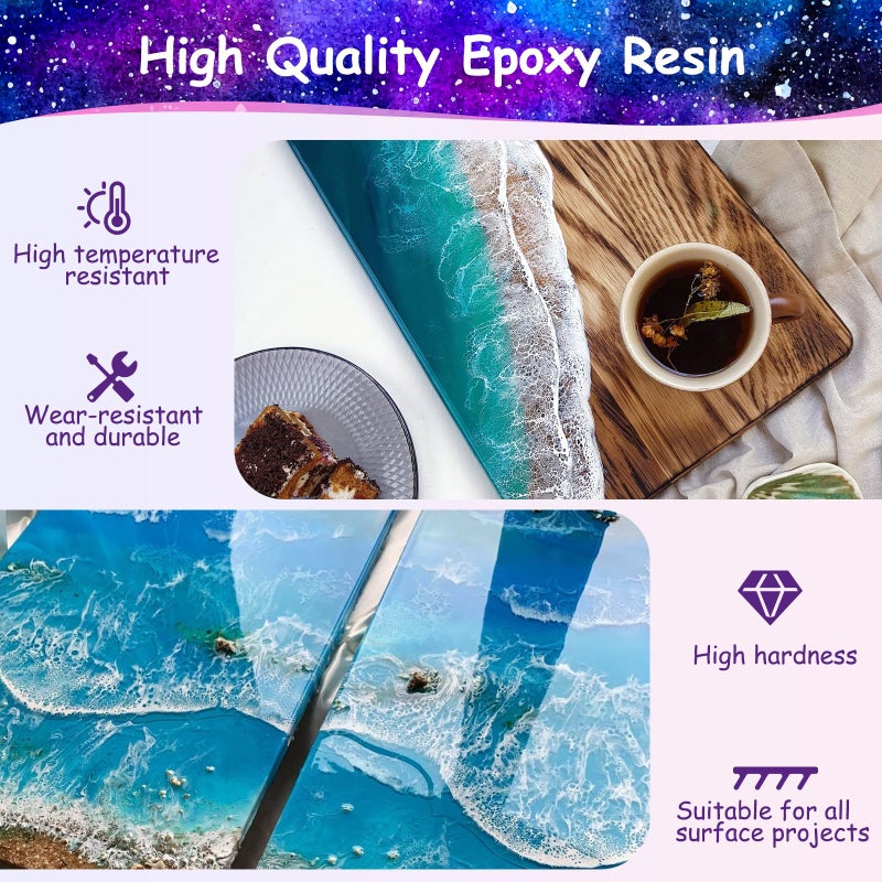 KISREL Epoxy Resin 82oz - Clear Epoxy Resin Kit with 15 Pigments and 15 Colors of Mica Powders - No Yellowing No Bubble Casting Resina for Art Crafts, Jewelry Making, Wood & Resina Molds(41oz x 2) - Image 4
