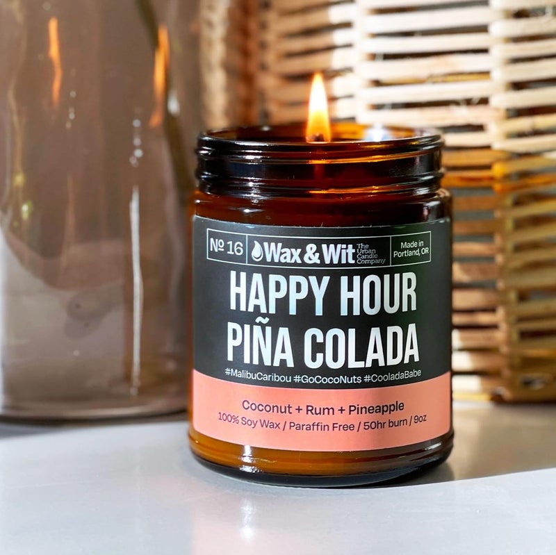 WAX & WIT Funny Candles - Scented Soy Candle Infused with Coconut, Rum and Pineapple - Great Gifts for Mom, Funny Gifts for Women, Housewarming Gift - (1) 9oz Glass Candle (Pina Colada) - Image 2