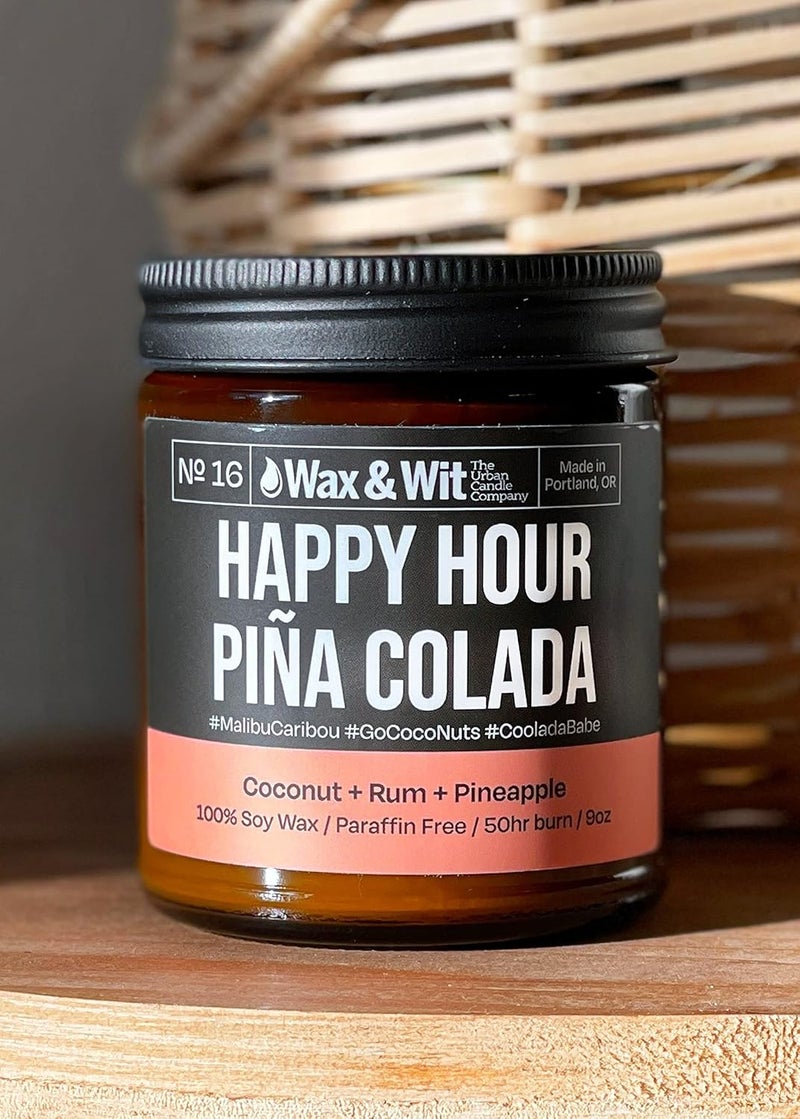 WAX & WIT Funny Candles - Scented Soy Candle Infused with Coconut, Rum and Pineapple - Great Gifts for Mom, Funny Gifts for Women, Housewarming Gift - (1) 9oz Glass Candle (Pina Colada) - Image 4
