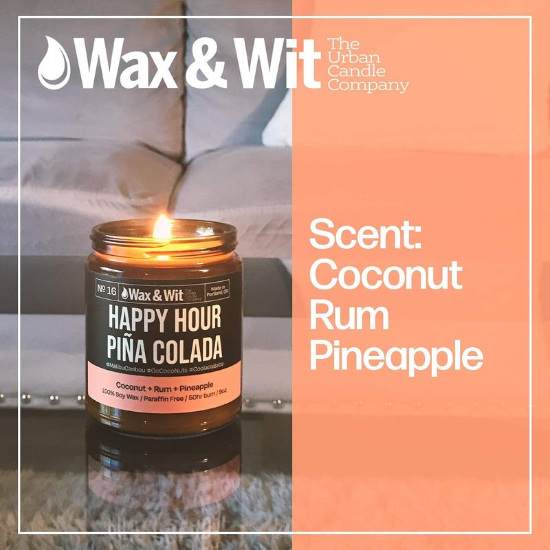 WAX & WIT Funny Candles - Scented Soy Candle Infused with Coconut, Rum and Pineapple - Great Gifts for Mom, Funny Gifts for Women, Housewarming Gift - (1) 9oz Glass Candle (Pina Colada) - Image 3