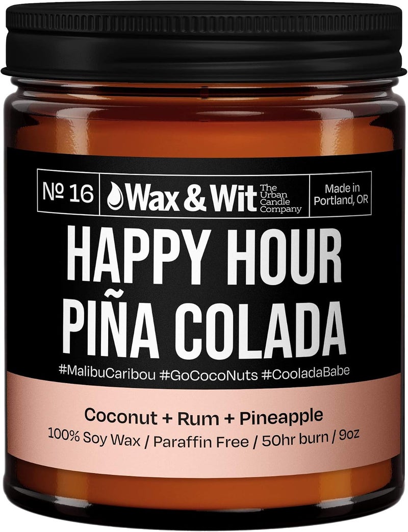 WAX & WIT Funny Candles - Scented Soy Candle Infused with Coconut, Rum and Pineapple - Great Gifts for Mom, Funny Gifts for Women, Housewarming Gift - (1) 9oz Glass Candle (Pina Colada) - Image 5