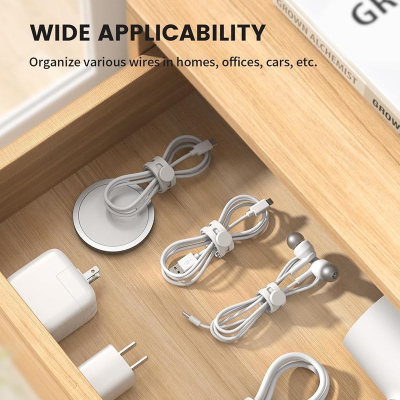 جيه زد اس مجموعة من 10 أربطة كابلات من السيليكون، منظم أسلاك، قابل لإعادة الاستخدام وقابل للغسل، إدارة أربطة الأسلاك مع مشبك قفل، حزام كابل شاحن مرن قابل للتعديل (وردي) - Image 4