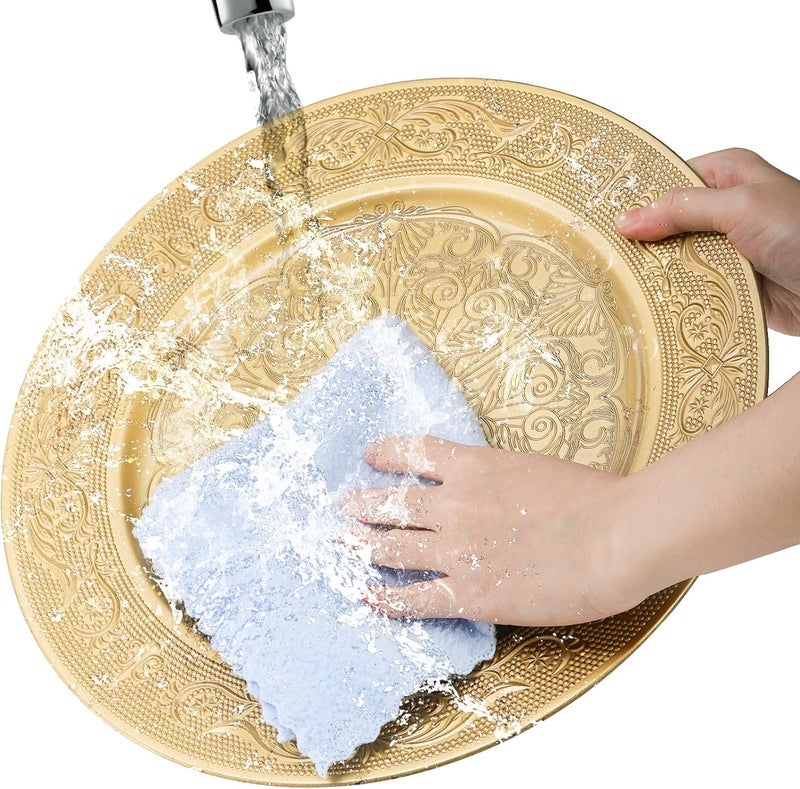 Cididu 12 Pack Gold Charger Plates 13 Inch Gold Round Chargers for Dinner Plates Decorative Dinner Chargers Antique Plastic Table Chargers  Service Plates for Wedding Holiday Party Large - Image 5