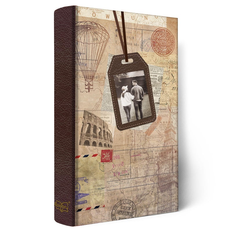 Holoary Photo Album 4x6 300 Photos 3 Pictures Per Page Memo Writing Area for Each Pocket with Photo Frame Window 300 Pockets 4x6 Printed Book Cover Travel Design World Map Adventure Vacation - Image 2