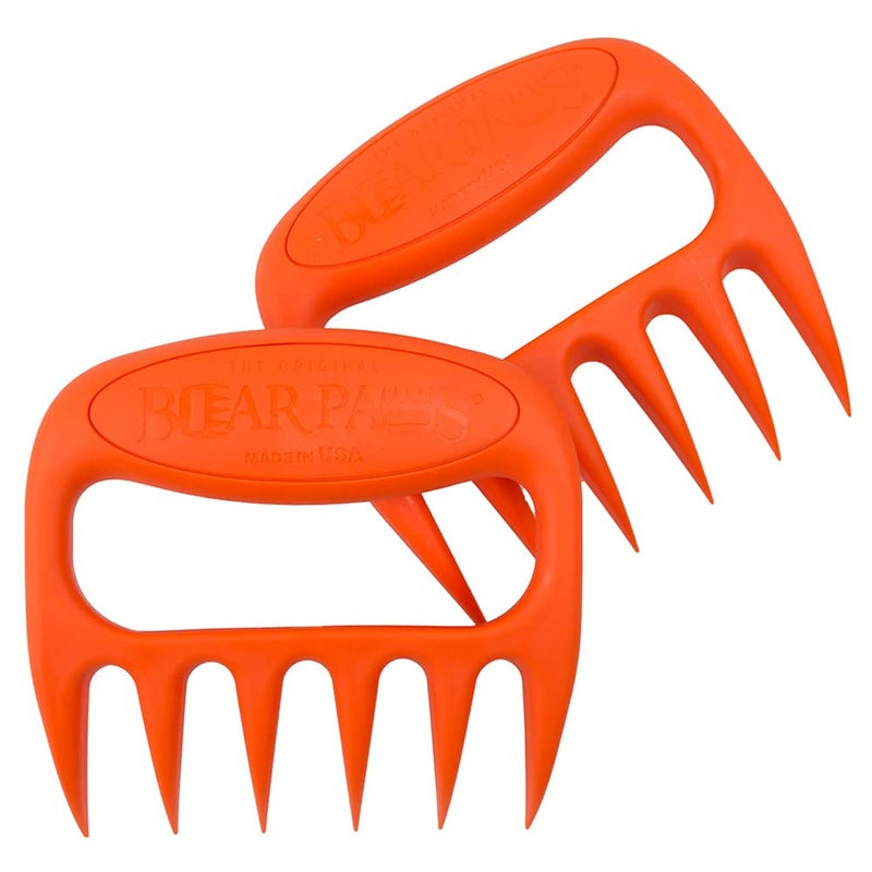 Bear Paws Meat Claws - The Original Meat Shredder Claws, USA Made - Easily Lift, Shred, Pull and Serve Meats - Ultra-Sharp, Ideal Meat Claws for Shredding Pulled Pork, Chicken, Beef, Turkey - Orange - Image 1