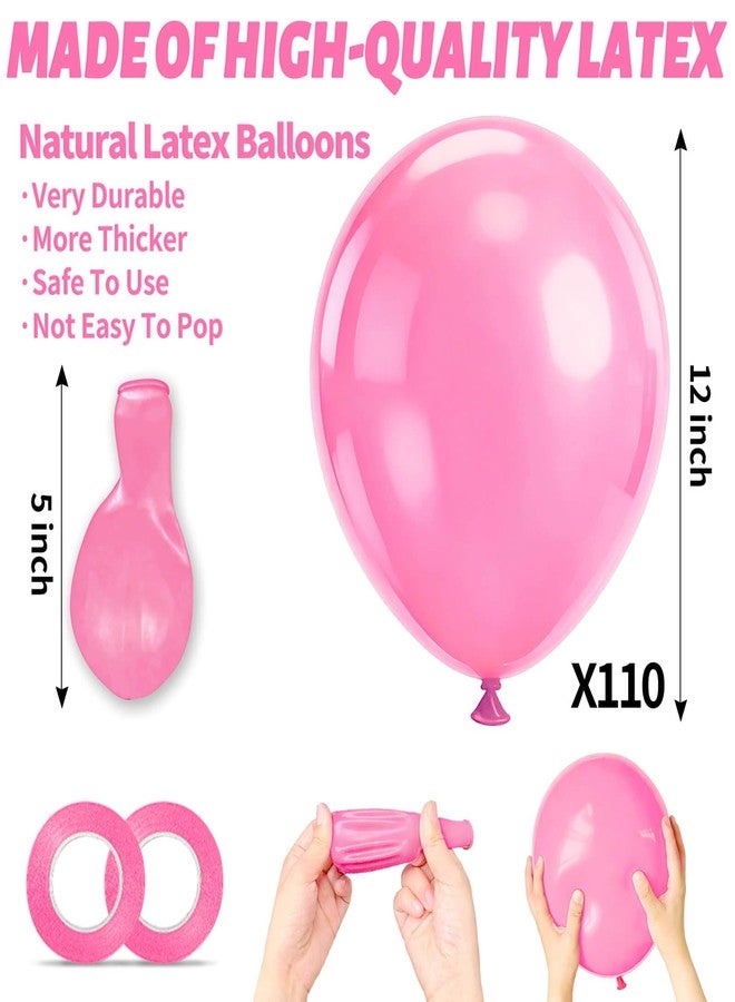 KUULBELA Pink Balloon 110pcs, Pink Latex Balloons12 inch for Birthday Valentine's Day Wedding(with 2 Ribbons) - Image 3