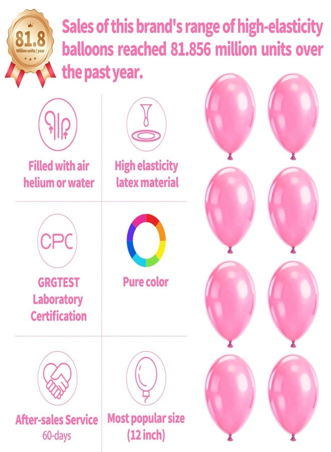KUULBELA Pink Balloon 110pcs, Pink Latex Balloons12 inch for Birthday Valentine's Day Wedding(with 2 Ribbons) - Image 2