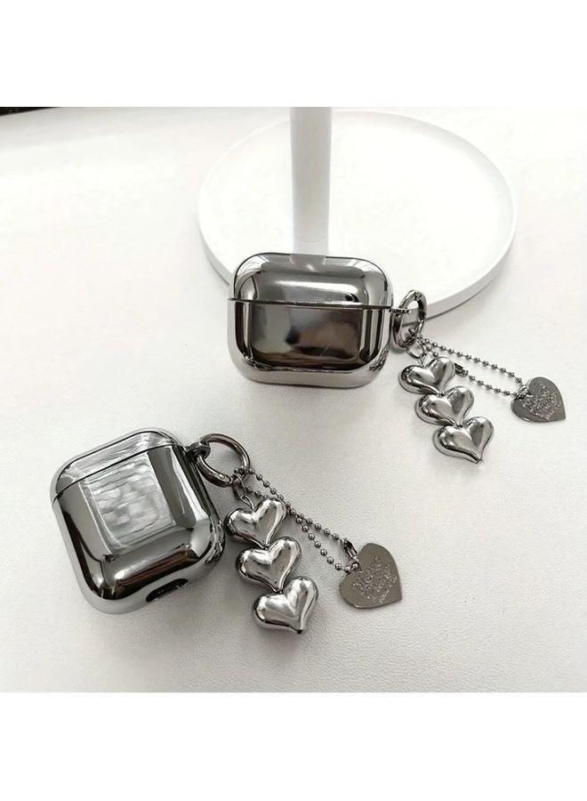 حافظة قلوب مطلي بالفضة لـ AirPods 4 Pro 3 2 غطاء واقي ناعم - Image 2