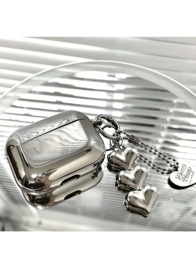 حافظة قلوب مطلي بالفضة لـ AirPods 4 Pro 3 2 غطاء واقي ناعم - Image 3