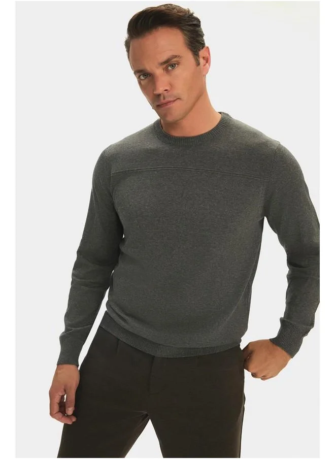 جون June Men Regular Fit Crew Neck Knitwear Sweater Grey