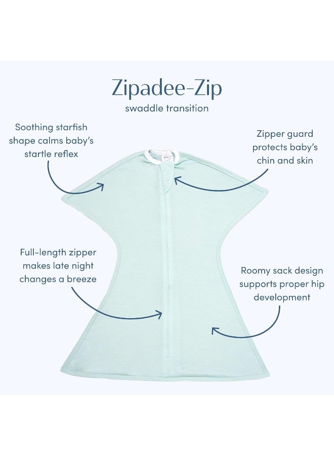 SleepingBaby Zipadee-Zip Transition Swaddle - Cozy Baby Swaddle Blanket with Zipper Convenience - Roomy Wearable Blanket for Easy Diaper Changes - Classic Mint, X-Small (3-6 Month) - Image 2