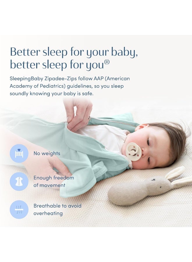 SleepingBaby Zipadee-Zip Transition Swaddle - Cozy Baby Swaddle Blanket with Zipper Convenience - Roomy Wearable Blanket for Easy Diaper Changes - Classic Mint, X-Small (3-6 Month) - Image 5