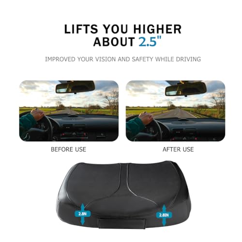 QYILAY Leather Car Memory Foam Heightening Seat Cushion for Short People Driving, Hip(Coccyx/Tailbone) and Lower Back Pain Relief Butt Pillows, Adult Booster Seat for Car,Truck,SUV, Office Chair. - Image 2