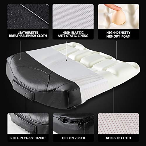 QYILAY Leather Car Memory Foam Heightening Seat Cushion for Short People Driving, Hip(Coccyx/Tailbone) and Lower Back Pain Relief Butt Pillows, Adult Booster Seat for Car,Truck,SUV, Office Chair. - Image 5
