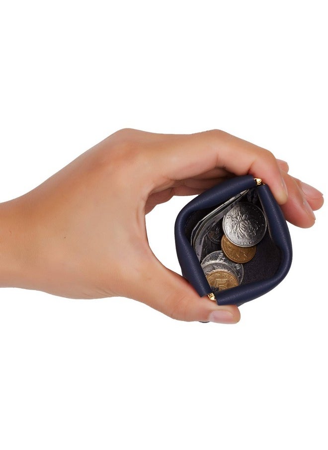 Travelambo Leather Squeeze Coin Purse Pouch Change Holder For Men & Women (Access Blue Navy)  - Image 4