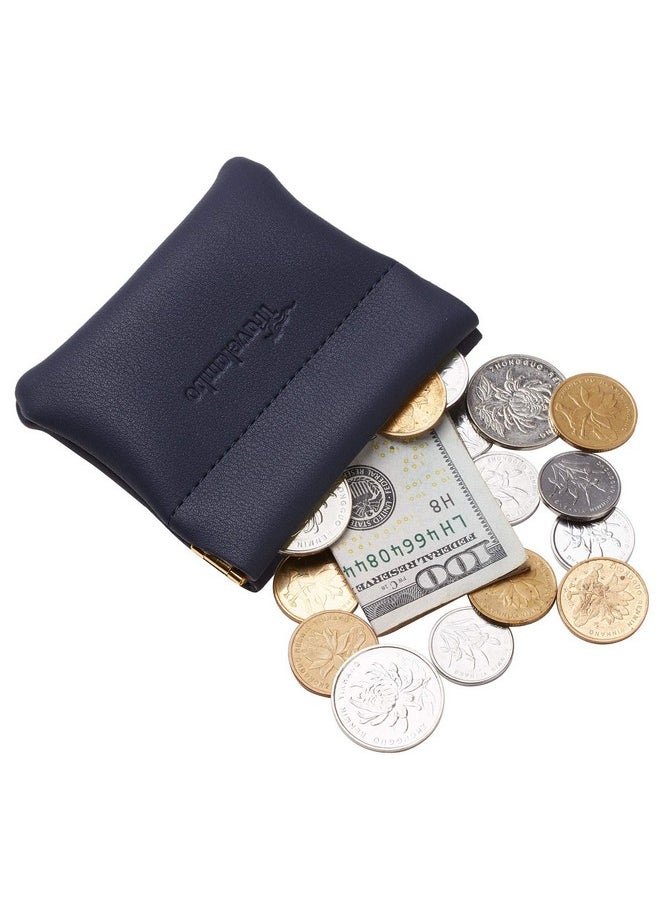 Travelambo Leather Squeeze Coin Purse Pouch Change Holder For Men & Women (Access Blue Navy)  - Image 3