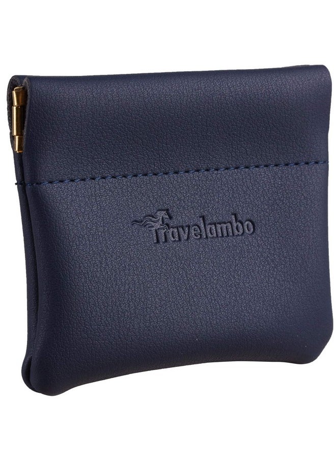 Travelambo Leather Squeeze Coin Purse Pouch Change Holder For Men & Women (Access Blue Navy)  - Image 1