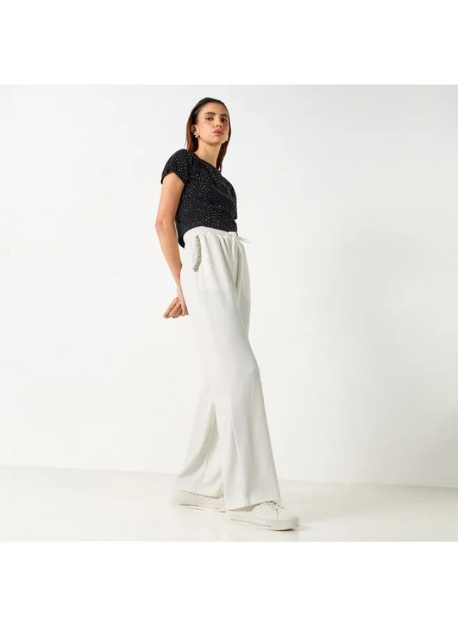 2Xtremz 2Xtremz Embellished Wide Leg Pants with Drawstring Closure