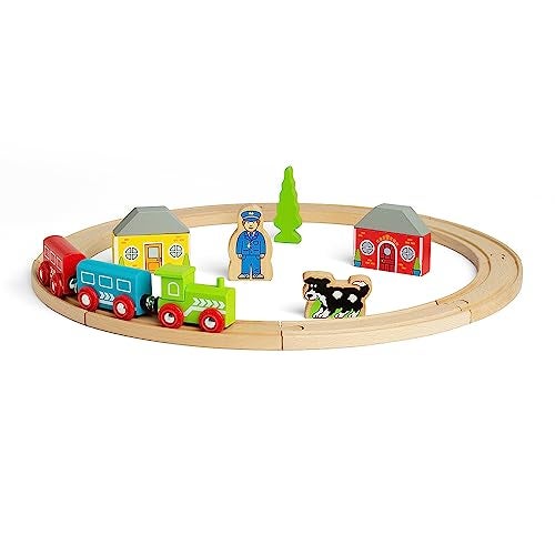 Bigjigs Rail First Wooden Train Set Train Gifts for Kids 20 Piece Train Set for 3 Year Old Boys Train Toys for Toddlers - Image 1