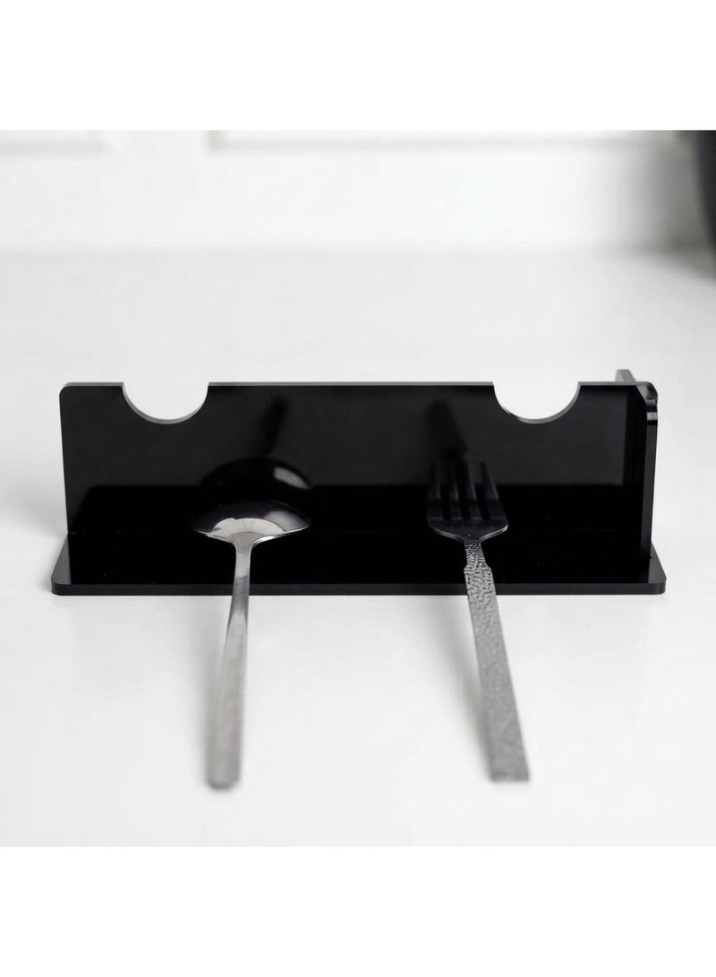 Set of 6 Black Metal Cutlery Rests with Arabic Calligraphy - Image 3