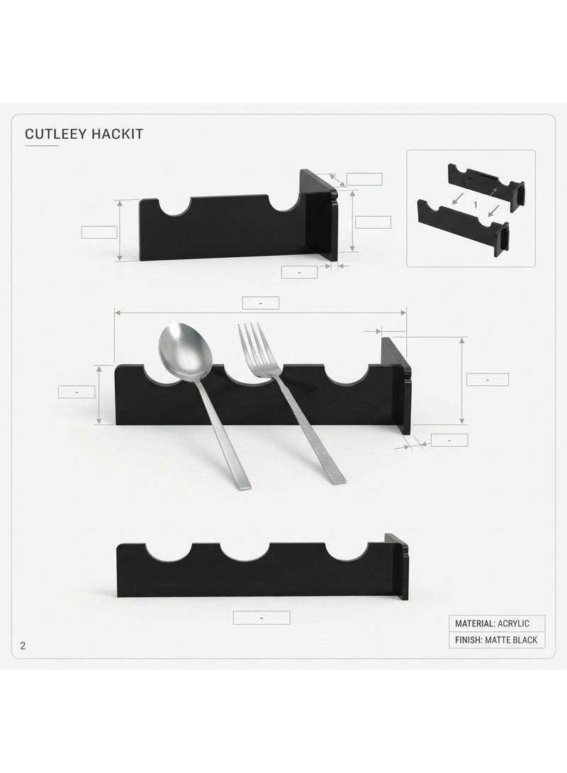 Set of 6 Black Metal Cutlery Rests with Arabic Calligraphy - Image 2
