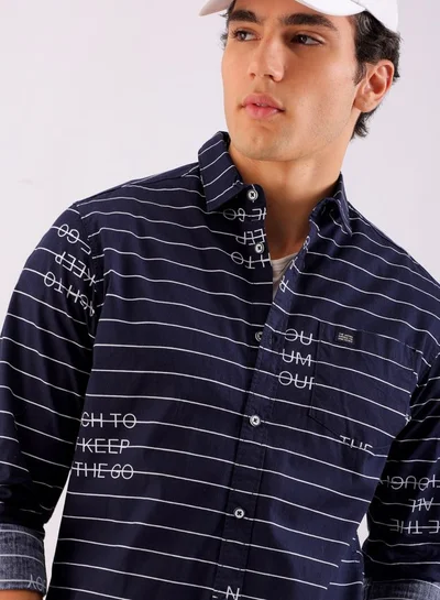 شركة المرآب الهندية Men Regular Fit Striped Full Sleeves Spread Collar Casual Shirt
