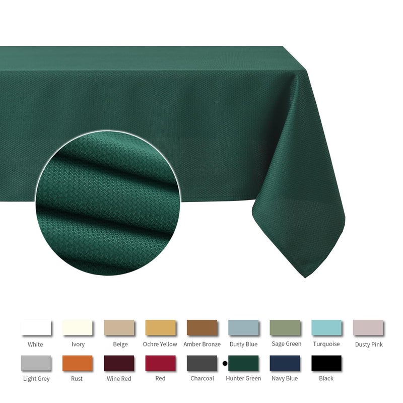 maxmill Jacquard Tablecloth Stain Resistant Waterproof Wrinkle Resistant Spillproof Washable Soft Textured Table Cloth for Dining Room  Indoor and Outdoor Use  Rectangle 60 x 140 Inch  Hunter Green - Image 3