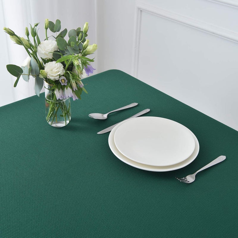 maxmill Jacquard Tablecloth Stain Resistant Waterproof Wrinkle Resistant Spillproof Washable Soft Textured Table Cloth for Dining Room  Indoor and Outdoor Use  Rectangle 60 x 140 Inch  Hunter Green - Image 4