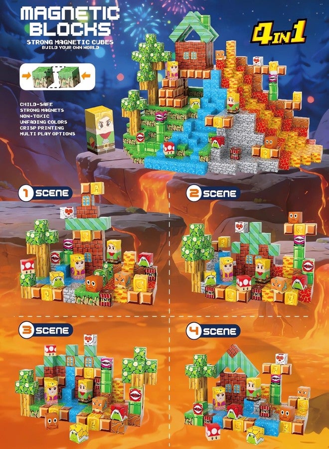 FGFXL Magnetic Blocks, 120-Piece 0.8in Building Magnet Adventure Game Set, Stacking Building Blocks Cubes Magnets for Kids, STEM Sensory Creative Toys Games for Toddler Boys & Girls - Image 2