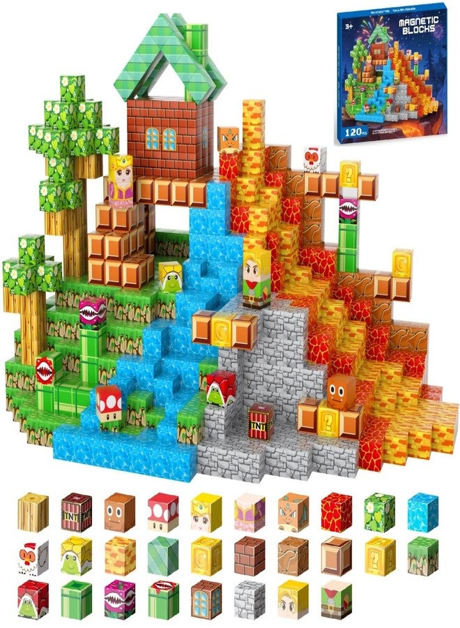 FGFXL Magnetic Blocks, 120-Piece 0.8in Building Magnet Adventure Game Set, Stacking Building Blocks Cubes Magnets for Kids, STEM Sensory Creative Toys Games for Toddler Boys & Girls - Image 1