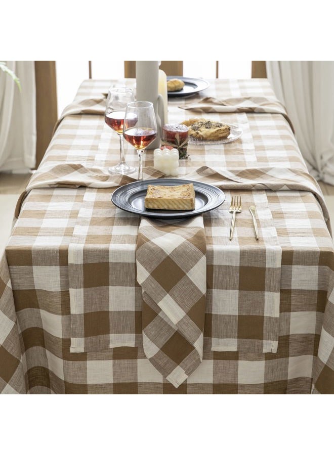 EVERLY Linen YD Table Cloth, 100% Stonewashed French Linen Table Cloths for Rectangle Tables 60x84 Inches, Washable Thanksgiving Tablecloths, Decorative Halloween Table Cloth… (Brown, 60''X108'') - Image 5