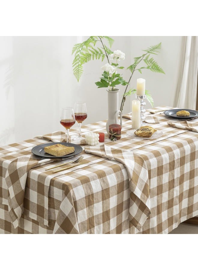 EVERLY Linen YD Table Cloth, 100% Stonewashed French Linen Table Cloths for Rectangle Tables 60x84 Inches, Washable Thanksgiving Tablecloths, Decorative Halloween Table Cloth… (Brown, 60''X108'') - Image 4