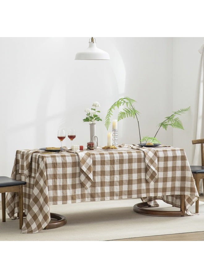 EVERLY Linen YD Table Cloth, 100% Stonewashed French Linen Table Cloths for Rectangle Tables 60x84 Inches, Washable Thanksgiving Tablecloths, Decorative Halloween Table Cloth… (Brown, 60''X108'') - Image 3