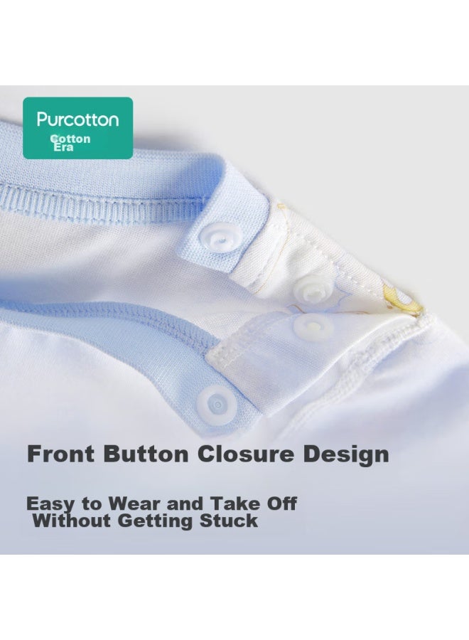 purcotton Purcotton Baby And Toddler Home Wear Set, Pure Cotton Comfortable Breathable Long-sleeve Round Neck Undershirt, Navigator Dream Ship, Size 100  - Image 5
