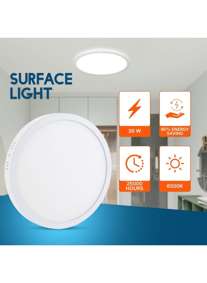 درافل وحدة إضاءة سقفية LED للتركيب السطحي من Duravel، 11 بوصة 30 واط 6500 كلفن، لوحة إضاءة مستديرة رفيعة مسطحة للتركيب السطحي للمطبخ وغرفة النوم وغرفة الغسيل - Image 4