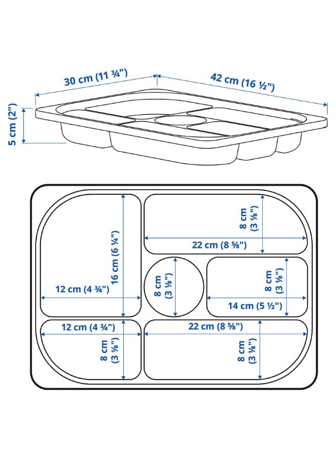 TROFAST Storage tray with compartments, white, 42x30x5 cm - Image 5