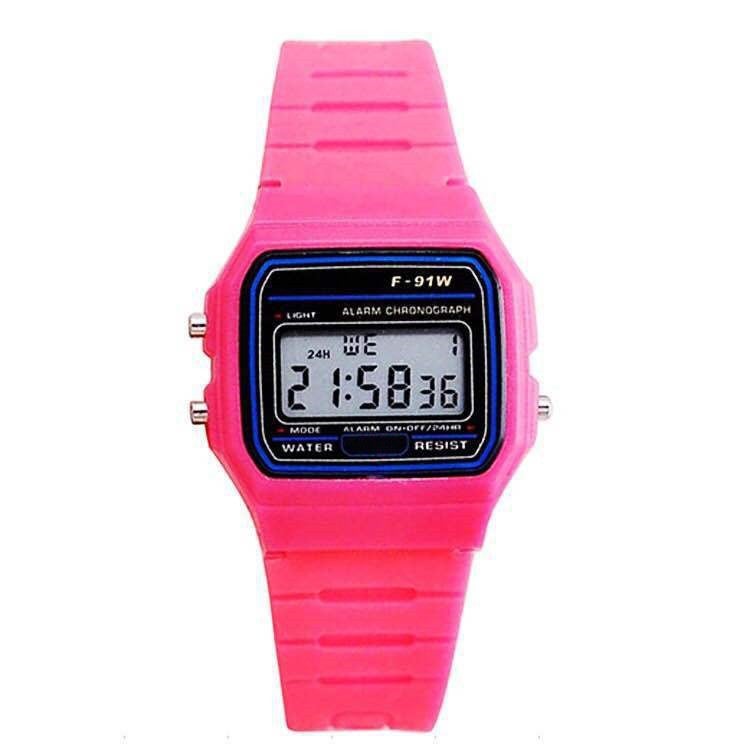 LED electronic watch WR F91W steel belt A159 Harajuku wind card custom wholesale gift watchSilicone Rose Red Silicone Rose Red 